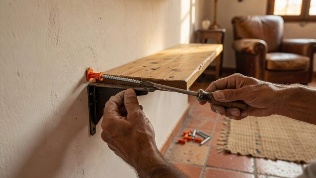 Detalle: Cómo colgar estanterías según el tipo de pared: tacos y tornillos adecuados